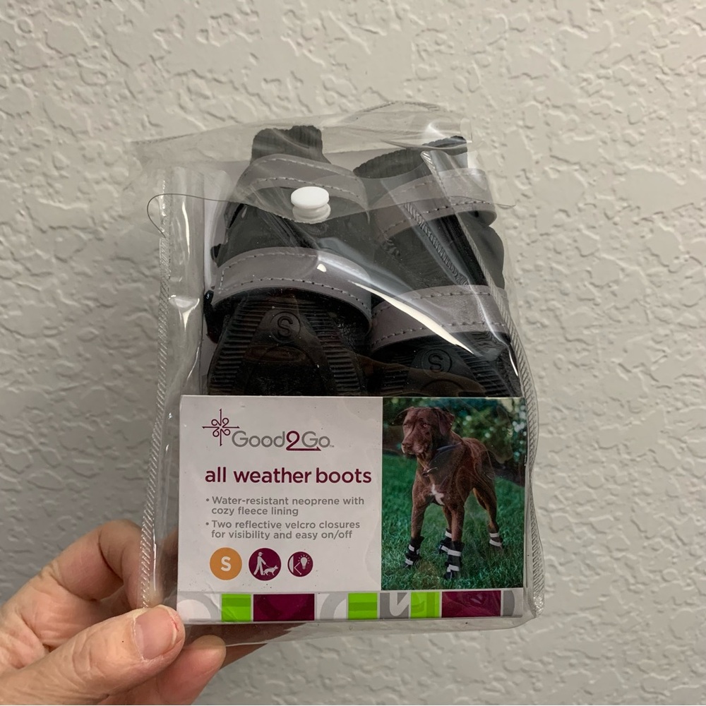 Good2GO Black All-Weather Dog Boots, Size Small w/ Reflective Strip & Anti-slip